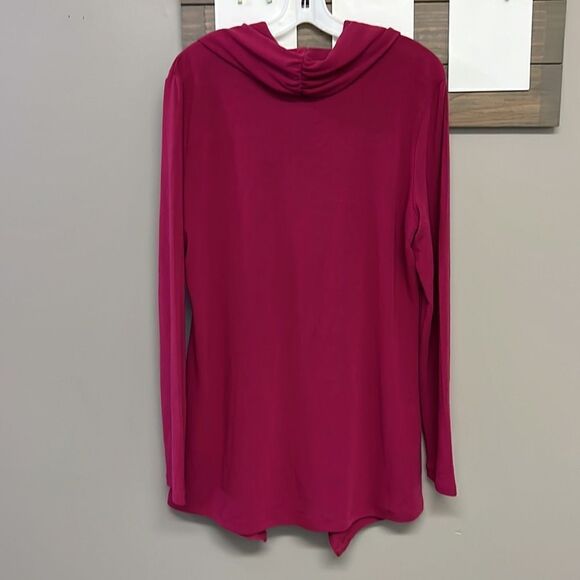 White House Black Market Raspberry Cowl Neck Asymmetrical Sweater Tunic- XL - Picture 10 of 16